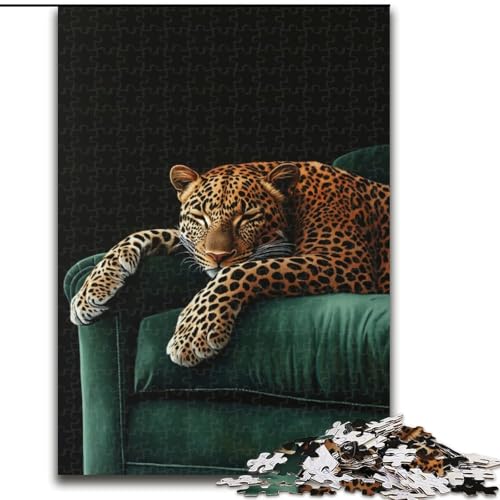 1000-teiliges Puzzle für Erwachsene und Jugendliche, Leopard auf dem Sofa, Familienunterhaltungsspielzeug ganze Familie, für Personen ab 14 Jahren (Größe 50x75cm) von NBDSOYEWO