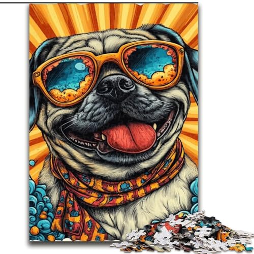 1000-teiliges Puzzle für Erwachsene und Jugendliche, Mops, Familienunterhaltungsspielzeug ganze Familie, für Personen ab 14 Jahren (Größe 50x75cm) von NBDSOYEWO