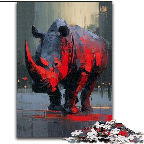 1000-teiliges Puzzle für Erwachsene und Jugendliche, Nashorn, Elefantenspielzeug, Denkspiel, Geburtstagsgeschenk, Geschenke, Wandkunst für Kinder ab 14 Jahren (Größe 50x75cm) von NBDSOYEWO
