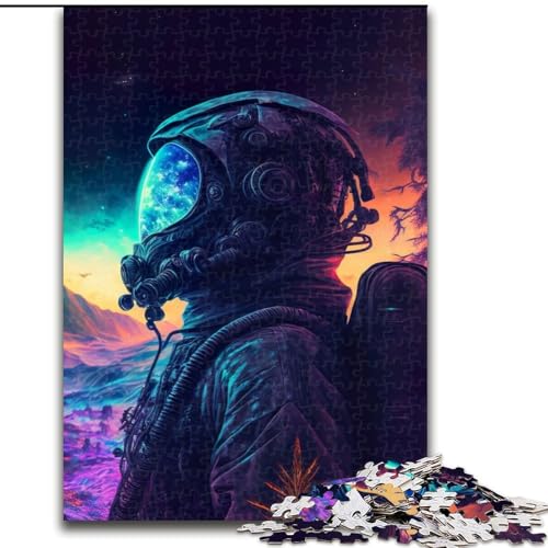 1000-teiliges Puzzle für Erwachsene und Jugendliche, Neonlandschafts-Astronaut, dekomprimierendes intellektuelles Lernspielzeug ganze Familie (Größe 26x38cm) von NBDSOYEWO