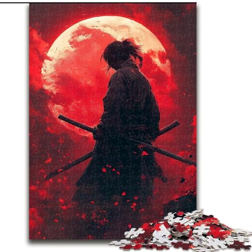 1000-teiliges Puzzle für Erwachsene und Jugendliche, Ninja unter dem Blutmond, Spielzeug, Lernspiele, Stressabbau, Eltern-Kind-Interaktion (Größe 26x38cm) von NBDSOYEWO