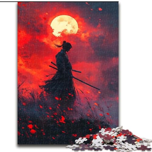 1000-teiliges Puzzle für Erwachsene und Jugendliche, Ninja unter dem Blutmond, entspannendes intellektuelles Lernspielzeug, Geburtstagsgeschenk, Geschenke, Wandkunst (Größe 26x38cm) von NBDSOYEWO