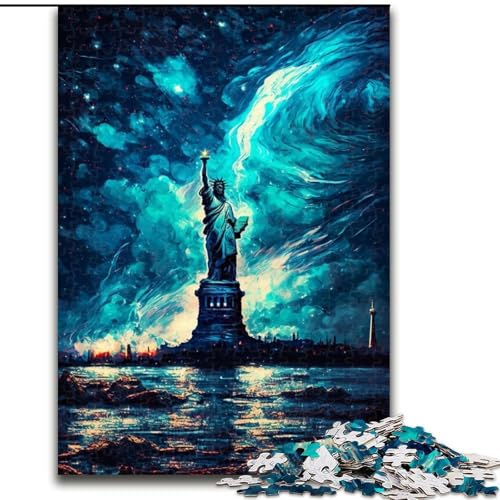 1000-teiliges Puzzle für Erwachsene und Jugendliche, Ölgemälde der Freiheitsstatue, dekomprimierendes intellektuelles Lernspielzeug, ganze Familie (Größe 50x75cm) von NBDSOYEWO