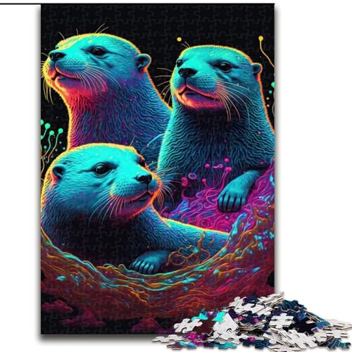 1000-teiliges Puzzle für Erwachsene und Jugendliche, Otter Neon, Elefantenspielzeug, Denkspiel, Geburtstagsgeschenk, Geschenke, Wandkunst für Kinder ab 14 Jahren (Größe 50x75cm) von NBDSOYEWO