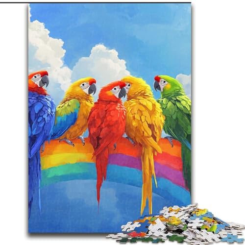 1000-teiliges Puzzle für Erwachsene und Jugendliche, Papagei auf dem Regenbogen, für und ab 14 Jahren, pädagogisches Lernspielzeug, Familienspiele, Geburtstagsgeschenk (Größe 26x38cm) von NBDSOYEWO