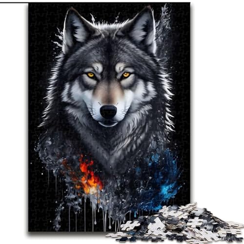 1000-teiliges Puzzle für Erwachsene und Jugendliche, Porträt eines grauen Wolfs, dekomprimierendes intellektuelles Lernspielzeug, ganze Familie (Größe 50x75cm) von NBDSOYEWO
