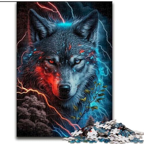 1000-teiliges Puzzle für Erwachsene und Jugendliche, Rotaugenwolf, entspannendes intellektuelles Lernspielzeug, Geburtstagsgeschenk, Geschenke, Wandkunst (Größe 50x75cm) von NBDSOYEWO