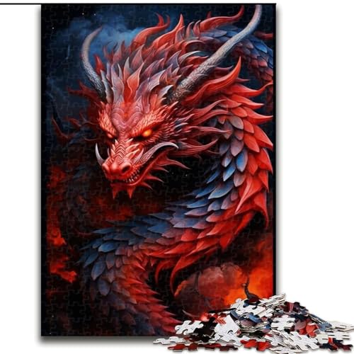 1000-teiliges Puzzle für Erwachsene und Jugendliche, Roter Drache, Familienspiel, Geburtstagsgeschenk Herausforderung, hoher Schwierigkeitsgrad (Größe 26x38cm) von NBDSOYEWO