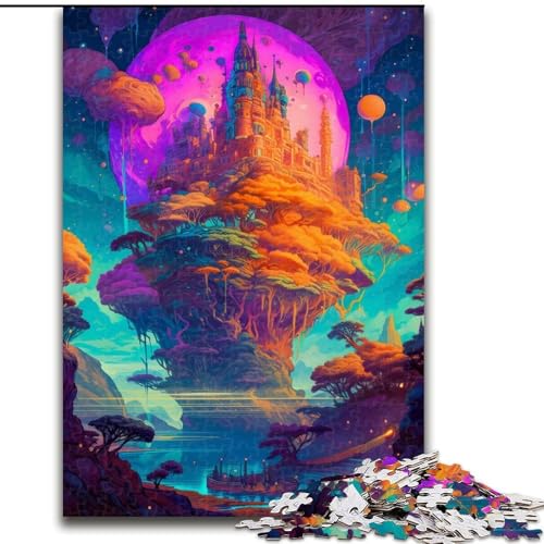 1000-teiliges Puzzle für Erwachsene und Jugendliche, Schloss im Weltraum, dekomprimierendes intellektuelles Lernspielzeug, ganze Familie (Größe 26x38cm) von NBDSOYEWO