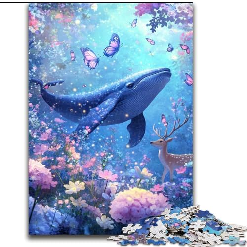 1000-teiliges Puzzle für Erwachsene und Jugendliche, Schmetterlinge und Wale, Spiele, Spielzeug, Geschenk, einzigartige Geburtstags- und Geschenkideen für Kinder ab 14 Jahren (Größe 26x38cm) von NBDSOYEWO