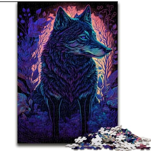 1000-teiliges Puzzle für Erwachsene und Jugendliche, Schwarzlichtwolf, Elefantenspielzeug, Denkspiel, Geburtstagsgeschenk, Geschenke, Wandkunst für Kinder ab 14 Jahren (Größe 26x38cm) von NBDSOYEWO