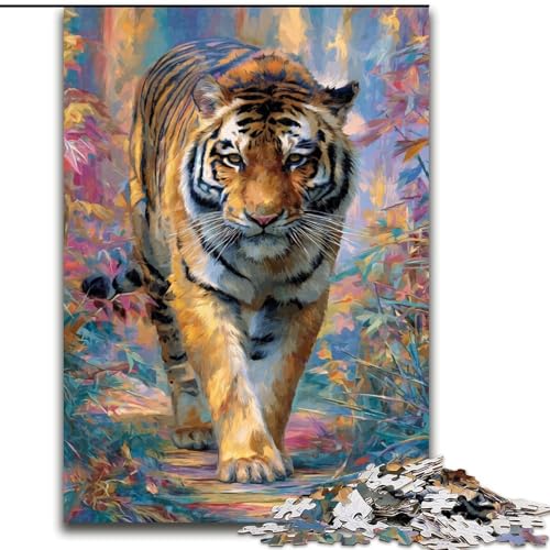 1000-teiliges Puzzle für Erwachsene und Jugendliche, Tiger-Ölgemälde, für und ab 14 Jahren, pädagogisches Lernspielzeug, Familienspiele, Geburtstagsgeschenk (Größe 50x75cm) von NBDSOYEWO