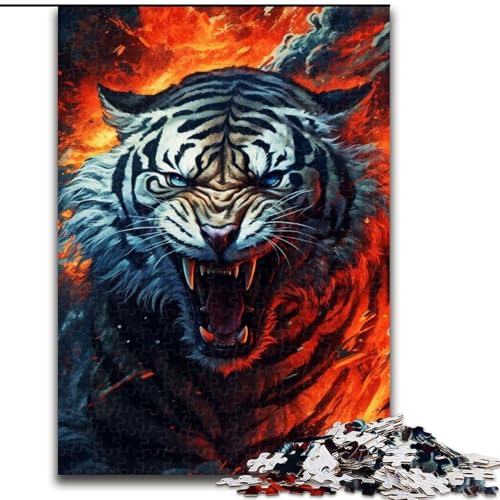 1000-teiliges Puzzle für Erwachsene und Jugendliche, White Tiger Horror, Spiele, Spielzeug, Geschenk, einzigartige Geburtstags- und Geschenkideen für Kinder ab 14 Jahren (Größe 50x75cm) von NBDSOYEWO