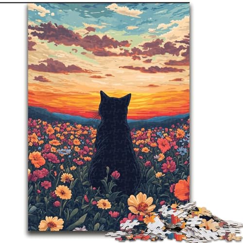 1000-teiliges Puzzle für Erwachsene und Jugendliche, Wildblumen von The Cat, für Kinder ab 14 Jahren, Heimdekoration als Geschenk für die ganze Familie und Freunde (Größe 50x75cm) von NBDSOYEWO
