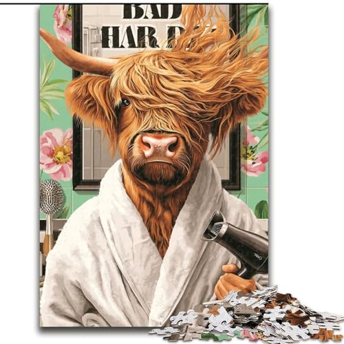 1000-teiliges Puzzle für Erwachsene und Jugendliche, Yak im Bademantel, Spielzeug, Lernspiele, Stressabbau, Eltern-Kind-Interaktion (Größe 26x38cm) von NBDSOYEWO