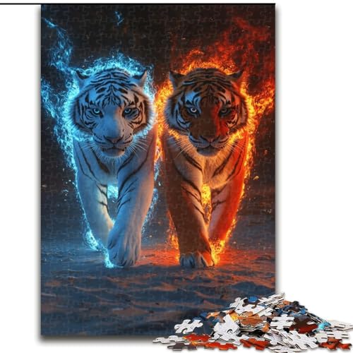 1000-teiliges Puzzle für Erwachsene und Jugendliche, Zwei Tiger, Lernspiele, Heimdekoration, geeignet für die Schreibtischdekoration (Größe 50x75cm) von NBDSOYEWO