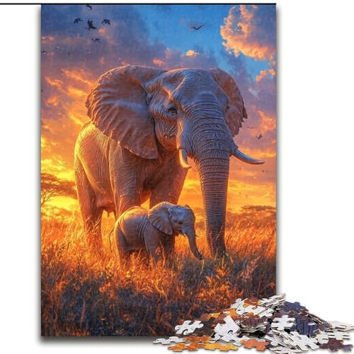 1000-teiliges Puzzle für Erwachsene und Jugendliche, afrikanischer Elefant, für und ab 14 Jahren, pädagogisches Lernspielzeug, Familienspiele, Geburtstagsgeschenk (Größe 50x75cm) von NBDSOYEWO
