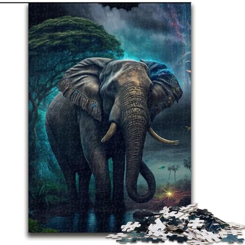 1000-teiliges Puzzle für Erwachsene und Jugendliche, farbenfroher Elefantenwald, dekomprimierendes intellektuelles Lernspielzeug, ganze Familie (Größe 26x38cm) von NBDSOYEWO