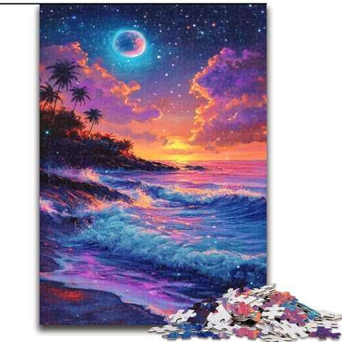 1000-teiliges Puzzle für Erwachsene und Jugendliche, farbenfroher Sonnenuntergang, entspannendes intellektuelles Lernspielzeug, Geburtstagsgeschenk, Geschenke, Wandkunst (Größe 26x38cm) von NBDSOYEWO
