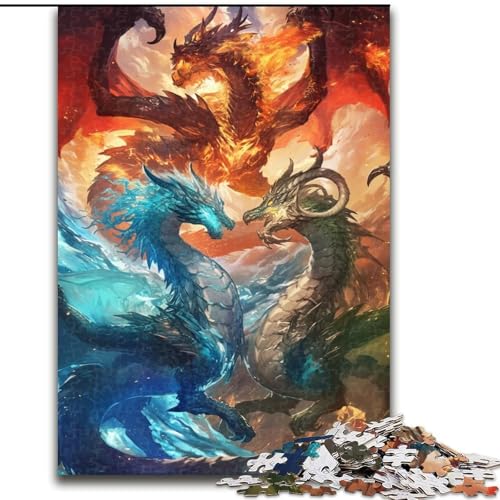 1000-teiliges Puzzle für Erwachsene und Jugendliche, geheimnisvoller Drache, Spiele, Spielzeug, Geschenk, einzigartige Geburtstags- und Geschenkideen für Kinder ab 14 Jahren (Größe 26x38cm) von NBDSOYEWO