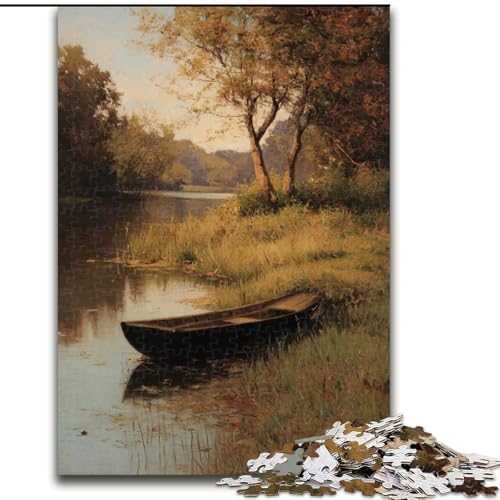 1000-teiliges Puzzle für Erwachsene und Jugendliche, kleines Boot auf dem Meer, für Kinder ab 14 Jahren, Heimdekoration als Geschenk für die ganze Familie und Freunde (Größe 26x38cm) von NBDSOYEWO
