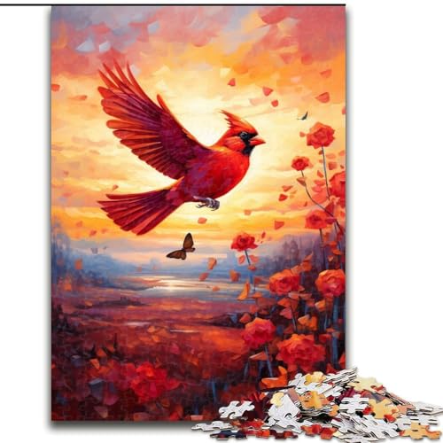 1000-teiliges Puzzle für Erwachsene und Jugendliche, roter Vogel, Spielzeug, Lernspiele, Stressabbau, Eltern-Kind-Interaktion (Größe 26x38cm) von NBDSOYEWO