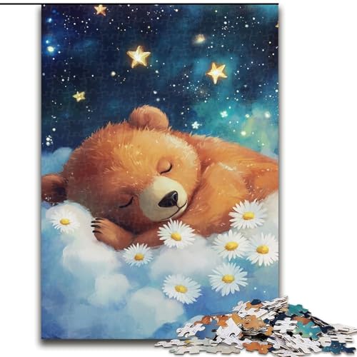 1000-teiliges Puzzle für Erwachsene und Jugendliche, schlafender Braunbär, Spielzeug, Lernspiele, Stressabbau, Eltern-Kind-Interaktion (Größe 26x38cm) von NBDSOYEWO