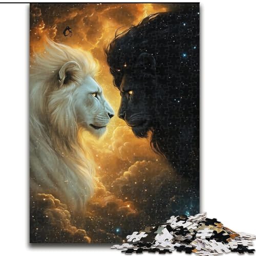1000-teiliges Puzzle für Erwachsene und Jugendliche, schwarz-weißer Löwe, Spiele, Spielzeug, Geschenk, einzigartige Geburtstags- und Geschenkideen für Kinder ab 14 Jahren (Größe 26x38cm) von NBDSOYEWO