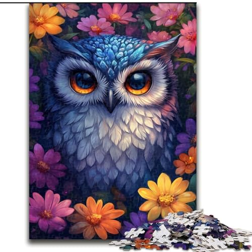 1000-teiliges Puzzle für Erwachsene und Jugendliche, süße Eulenblumen, entspannendes intellektuelles Lernspielzeug, Geburtstagsgeschenk, Geschenke, Wandkunst (Größe 26x38cm) von NBDSOYEWO