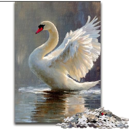 1000-teiliges Puzzle für Erwachsene und Jugendliche, weißer Schwan, Spielzeug, Lernspiele, Stressabbau, Eltern-Kind-Interaktion (Größe 26x38cm) von NBDSOYEWO