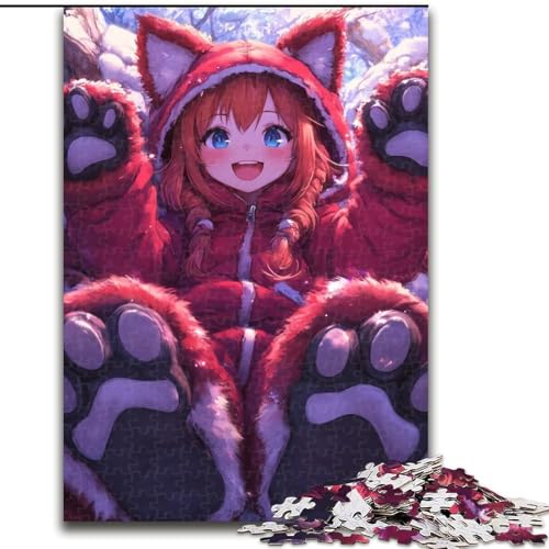 1000-teiliges Puzzle für Erwachsene und Teenager, Anime-Puzzle Rotes Panda-Mädchen, Lernspiele, Heimdekoration, geeignet für die Schreibtischdekoration (Größe 50x75cm) von NBDSOYEWO