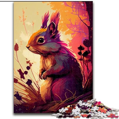 1000-teiliges Puzzle für Erwachsene und Teenager, Eichhörnchen, bunt, Lernspiele, Heimdekoration, geeignet für die Schreibtischdekoration (Größe 50x75cm) von NBDSOYEWO