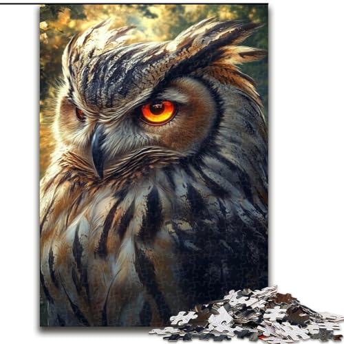 1000-teiliges Puzzle für Erwachsene und Teenager, Eule, Lernspiele, Heimdekoration, geeignet für die Schreibtischdekoration (Größe 50x75cm) von NBDSOYEWO
