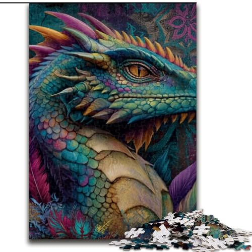 1000-teiliges Puzzle für Erwachsene und Teenager, Fliegender Drache, Graffiti, Lernspiele, Heimdekoration, geeignet für die Schreibtischdekoration (Größe 50x75cm) von NBDSOYEWO