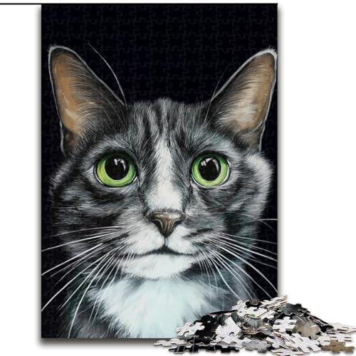 1000-teiliges Puzzle für Erwachsene und Teenager, Kunstkatze, Lernspiele, Heimdekoration, geeignet für die Schreibtischdekoration (Größe 26x38cm) von NBDSOYEWO
