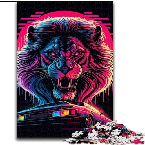 1000-teiliges Puzzle für Erwachsene und Teenager, Neonlöwe, für Kinder ab 14 Jahren, geeignet für Paare, Spaß bei Aktivitäten zu Hause, Geburtstagsgeschenk, Reisegeschenk (Größe 26x38cm) von NBDSOYEWO