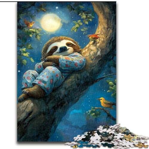 1000-teiliges Puzzle für Erwachsene und Teenager, schlafendes Faultier, Lernspiele, Heimdekoration, geeignet für die Schreibtischdekoration (Größe 50x75cm) von NBDSOYEWO