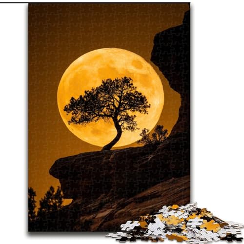 1000-teiliges Puzzle für Teenager, Geschenke, Baum unter dem Mond, Lernspiele, Heimdekoration, geeignet für die Schreibtischdekoration (Größe 50x75cm) von NBDSOYEWO