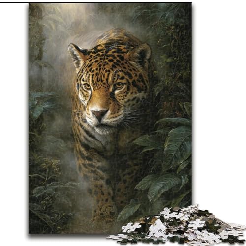 1000-teiliges Puzzle für Teenager, Geschenke, Dschungelleopard, Lernspiele, Heimdekoration, geeignet für die Schreibtischdekoration (Größe 26x38cm) von NBDSOYEWO