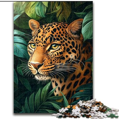 1000-teiliges Puzzle für Teenager, Geschenke, Dschungelleopard, Lernspiele, Heimdekoration, geeignet für die Schreibtischdekoration (Größe 26x38cm) von NBDSOYEWO