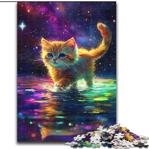 1000-teiliges Puzzle für Teenager, Geschenke, Galaxie-Katze, Lernspiele, Heimdekoration, geeignet für die Schreibtischdekoration (Größe 26x38cm) von NBDSOYEWO