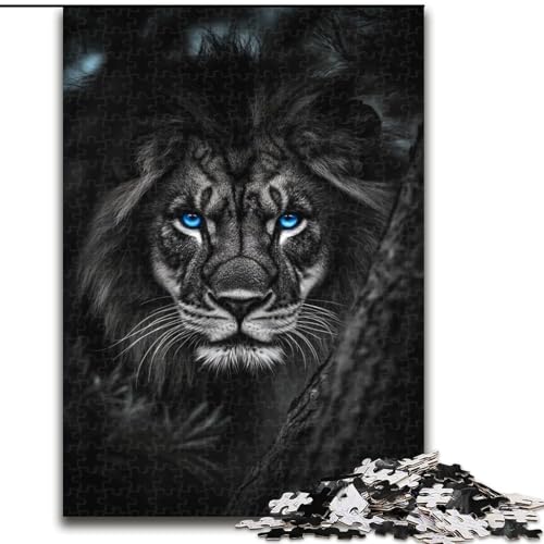 1000-teiliges Puzzle für Teenager, Geschenke, Schwarz-weißer Löwe, Lernspiele, Heimdekoration, geeignet für die Schreibtischdekoration (Größe 26x38cm) von NBDSOYEWO