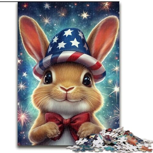 1000-teiliges Puzzle für Teenager, Geschenke, amerikanischer Flaggenhase, Lernspiele, Heimdekoration, geeignet für die Schreibtischdekoration (Größe 26x38cm) von NBDSOYEWO