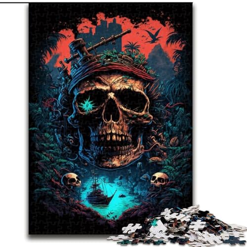 1000-teiliges Puzzle für Teenager, Piratenschädel, Analyse und Logik, mit vollständig ineinandergreifenden, zufällig geformten Teilen, für Kinder ab 14 Jahren (Größe 50x75cm) von NBDSOYEWO