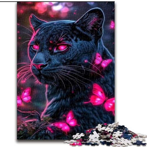 1000-teiliges Puzzle für Teenager, Schmetterling und schwarzer Panther, Familienspiel zum Stressabbau, schwierige Herausforderung, stärkt die Liebe zwischen Paaren (Größe 26x38cm) von NBDSOYEWO