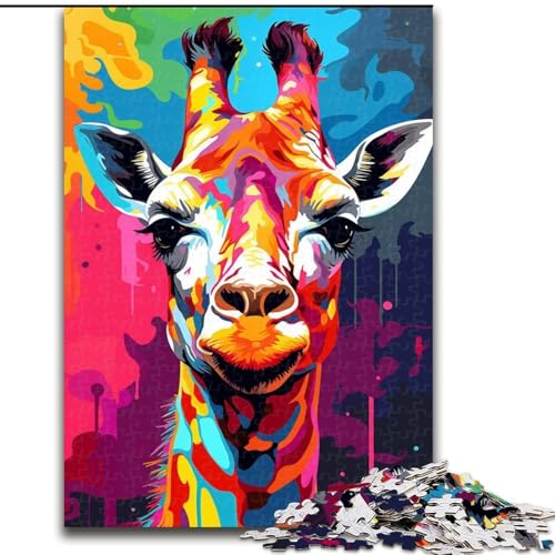 Puzzle 1000 Teile, Buntes Giraffen-Puzzle, anspruchsvolles Denkspiel für Teenager, perfekt als Heimdekoration oder Geschenk (Größe: 26x38cm) von NBDSOYEWO