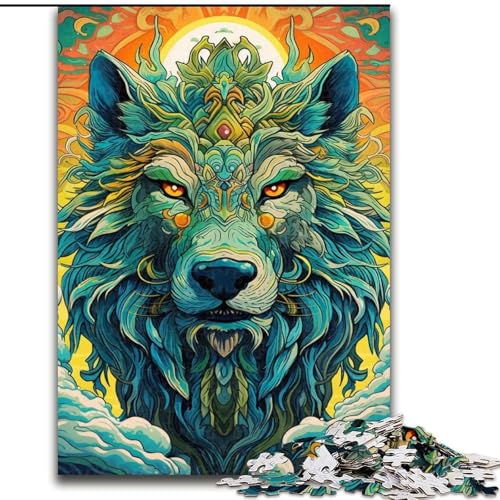 Puzzle 1000 Teile, Grüner Wolf, aus Holz, perfekte Dekoration für Zuhause oder das Büro, 50x75cm, Weihnachten oder Geburtstage Puzzle 1000 Teile, Grüner Wolf, aus Holz, perfekte Dekoration für Zuhause oder das Büro, 50x75cm, Weihnachten oder Geburtstage von NBDSOYEWO