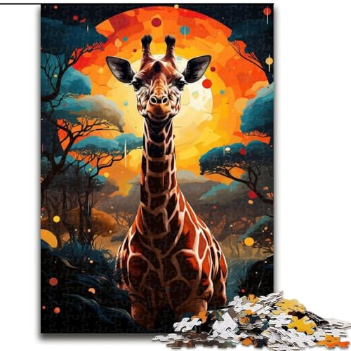 Puzzle 1000 Teile, farbenfrohes Giraffen-Kunst-Puzzle, anspruchsvolles Denkspiel für Teenager, perfekt als Heimdekoration oder Geschenk (Größe: 50x75cm) von NBDSOYEWO