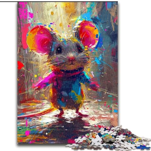 Puzzle 1000 Teile, lächelnde Babymaus aus Holz, perfekte Dekoration für Zuhause oder das Büro, 50x75cm, DIY-Dekoration, anspruchsvolle Puzzle 1000 Teile, lächelnde Babymaus aus Holz, perfekte Dekoration für Zuhause oder das Büro, 50x75cm, DIY-Dekoration, anspruchsvolle von NBDSOYEWO