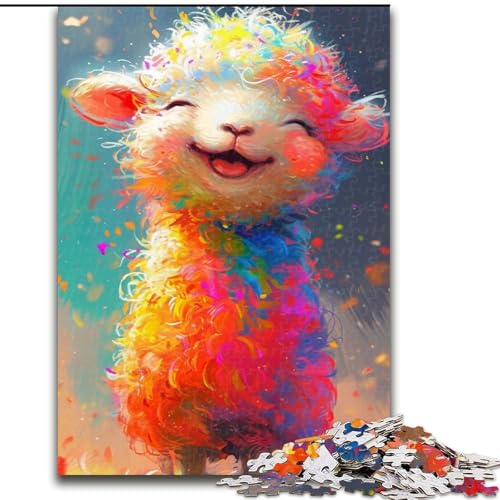 Puzzle 1000 Teile, lächelndes süßes Schaf aus Holz, perfekt für Familienspaß an Geburtstagen, Weihnachten, 50x75cm, Denkspiel für Teenager Puzzle 1000 Teile, lächelndes süßes Schaf aus Holz, perfekt für Familienspaß an Geburtstagen, Weihnachten, 50x75cm, Denkspiel für Teenager von NBDSOYEWO